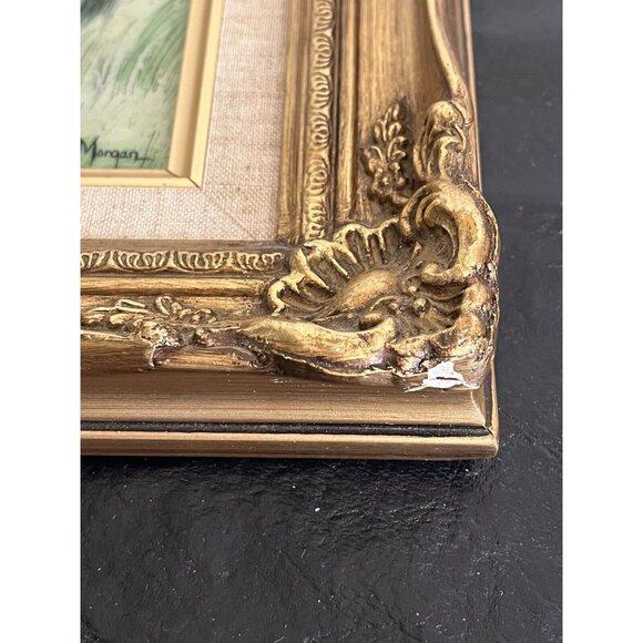 Ornate Framed Hand Painted MARVETTI Engraving Guild Signed Apple Picking Vtg - Picture 8 of 9